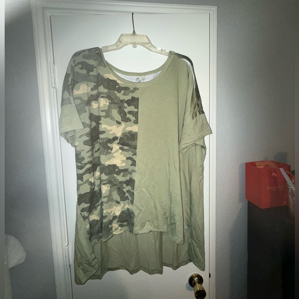 Camo and Olive Green Tunic Top with Matching Jogger Bottoms